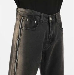Diagonal Zip Faded Jeans -Modern Wear Shop 2e27e0c42e62ddd0dc4a4cbc16ceaebd