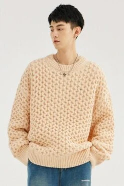 Cable Knit Ribbed Trim Sweatshirt -Modern Wear Shop 2e32cb601ef4d37319f580e11fddefb5