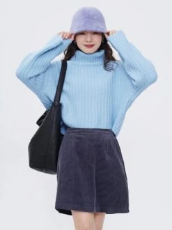 Drop Shoulder Turtleneck Ribbed Knit Top -Modern Wear Shop 2e3c1853fbc7c33f45cc219f2e86396c