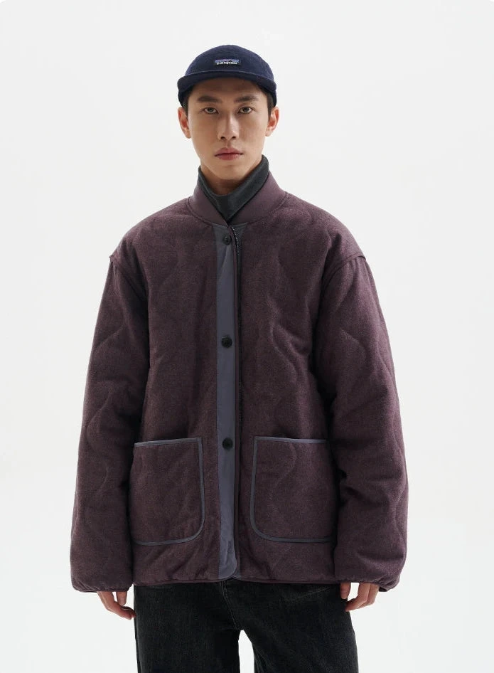 Quilted Drop Shoulder Button Jacket With Front Pockets 15 Quilted Drop Shoulder Button Jacket With Front Pockets - Image 15