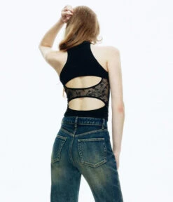 Lace-Back Ribbed Turtleneck Sleeveless Tank Top 24 Lace-Back Ribbed Turtleneck Sleeveless Tank Top -Modern Wear Shop 2e86019cbd3779347fa8a94cd7f7751e