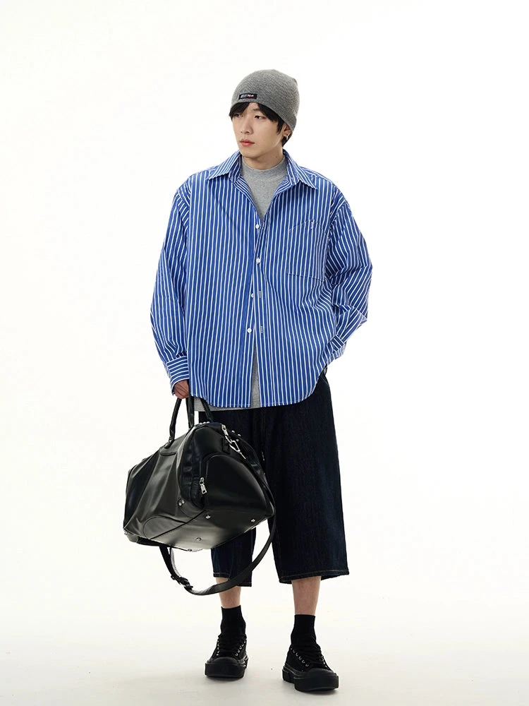 Oversized Boxy Striped Button-Down Shirt 4 Oversized Boxy Striped Button-Down Shirt - Image 4