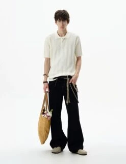 Ribbed Knit Short Sleeve Polo Shirt 14 Ribbed Knit Short Sleeve Polo Shirt -Modern Wear Shop 2ed87add1027b5540f6616dae0f2b1e1