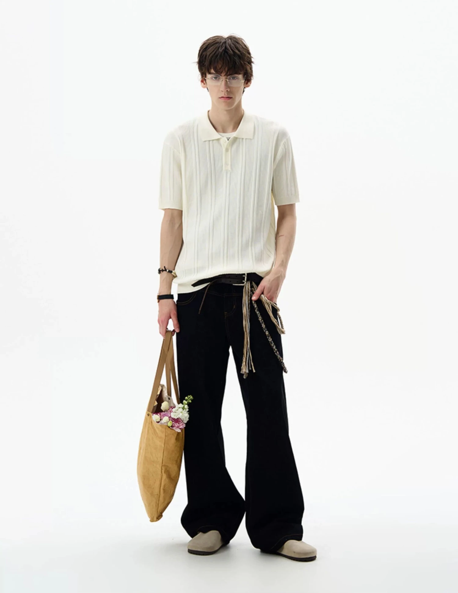 Ribbed Knit Short Sleeve Polo Shirt 3 Ribbed Knit Short Sleeve Polo Shirt - Image 3