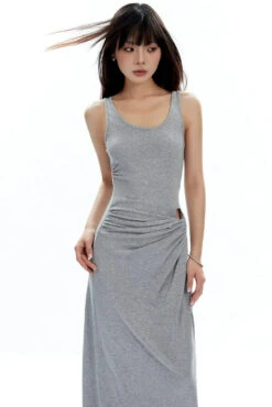 Sleeveless Scoop Neck Maxi Dress With Side Slit And Cut-Out Detail -Modern Wear Shop 2efd5443ed6c53dd1024c7046a768186