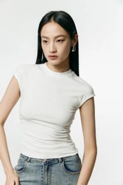 Ruched Side Short Sleeve Baby Tee 33 Ruched Side Short Sleeve Baby Tee -Modern Wear Shop 2f78193640d0b8ffdd2597253bd16c47