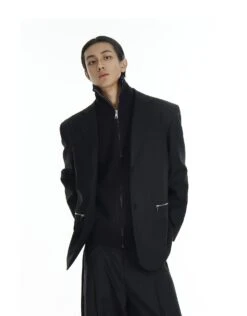 Structured Single Breasted Blazer With Zip Details -Modern Wear Shop 2fa1a54ba565a219ec6a47da58c6256f