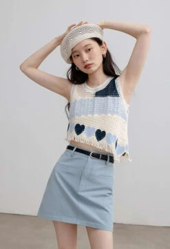 Asymmetric Color Block Sleeveless Knit Top -Modern Wear Shop 2fe6f817a001bb36df726abf0d855263