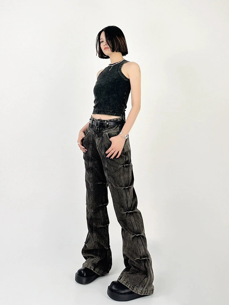 Wide Leg Denim Jeans With Contrast Stitching 4 Wide Leg Denim Jeans With Contrast Stitching - Image 4