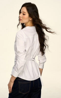 Button-Up Long Sleeve Shirt With Tapered Waist -Modern Wear Shop 302ea0b2341f12b3e0655e59d7865ace