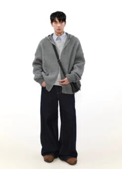 Wave Pattern Drop Shoulder Two Way Zip Hooded Jacket -Modern Wear Shop 303a88b366afd68e7abd3da8db072b3f