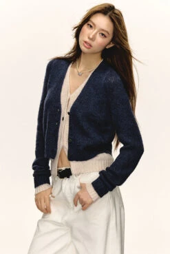 Mock Layered Ribbed Trim Knit Cardigan -Modern Wear Shop 3055d0a7fcc000d43475283676060073