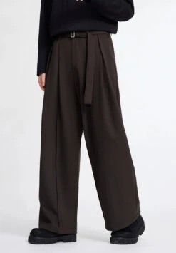 Wide Leg Multi-Pleated Trousers With Belt Detail -Modern Wear Shop 307d22c383cfb835d910213f75c311bb