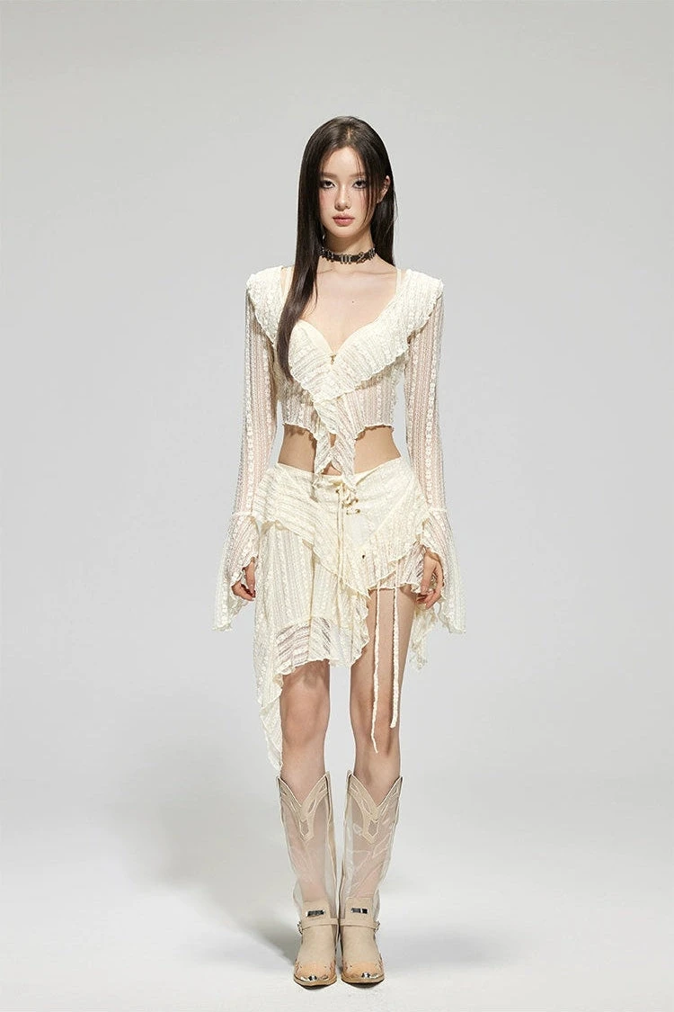 Bohemian Ruffle Swimsuit Cover-Up Skirt Set 9 Bohemian Ruffle Swimsuit Cover-Up Skirt Set - Image 9