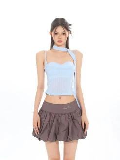 Spaghetti Strap Sweetheart Neckline Crop Top With Scarf -Modern Wear Shop 30d2bf1d69a40f69e0a29a4138e853e5