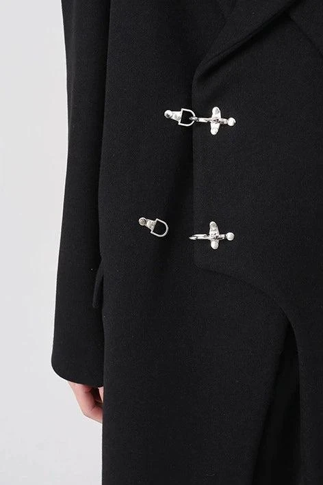 Asymmetric Oversized Faux-Woolen Coat With Metal Buckle 8 Asymmetric Oversized Faux-Woolen Coat With Metal Buckle - Image 8