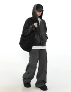 Oversized Faded Mid-Crop Boxy Zip-Up Hoodie -Modern Wear Shop 315b3a1f00f4bfd29c1c24baac4a5287