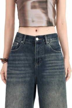Distressed Wide-Leg Denim Jeans With Raw Hems -Modern Wear Shop 31698553fcb4194b32792d44c682df21