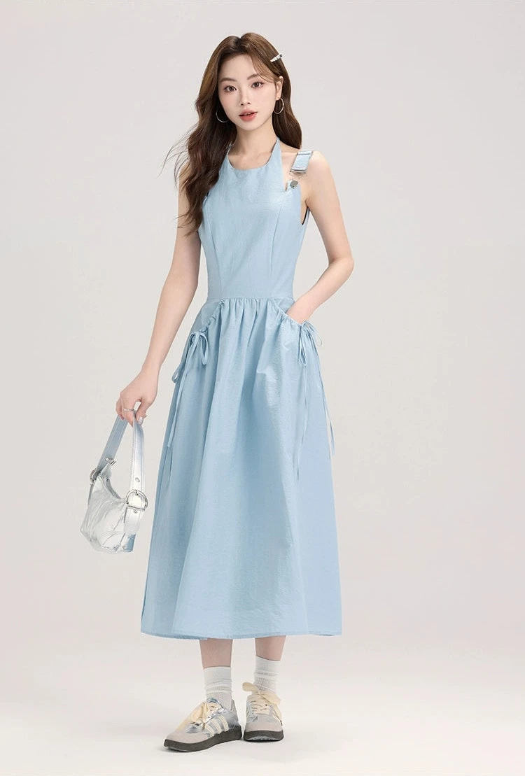 Sleeveless Midi Dress With Bow Tie Pockets 6 Sleeveless Midi Dress With Bow Tie Pockets - Image 6