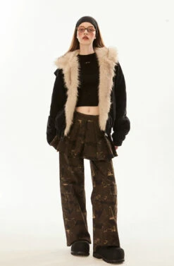 Faux Fur Lined Elastic Hem Hooded Jacket -Modern Wear Shop 31aadbe1f0704f53869b524c2f6a06df