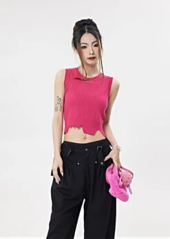 Asymmetric Hem Sleeveless Crop Top -Modern Wear Shop 31d070d7554e4c359f82f99a162eba19