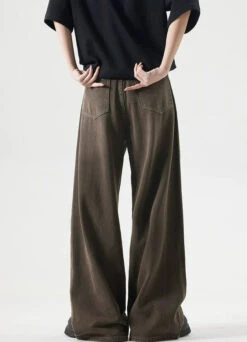 Wide-Leg Burnt Sand-Faded Denim Jeans 13 Wide-Leg Burnt Sand-Faded Denim Jeans -Modern Wear Shop 32335147ba769d26e7d9e0492a52d659