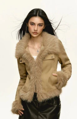 Skinny Faux Fur Trim Zip Jacket -Modern Wear Shop 3236ef2a34da2c629076d8f0059413db