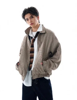 Oversized Houndstooth Reversible Zip Jacket With Elastic Trim 16 Oversized Houndstooth Reversible Zip Jacket With Elastic Trim -Modern Wear Shop 326aa9602a005d20a9889116d326be0d