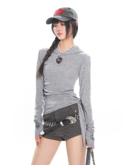 Cross Print Long Sleeve Slim Hoodie Top -Modern Wear Shop 32872dea03317e4b74f9c977fcdf7374