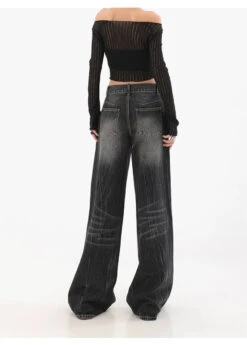 Wide-Leg Denim Vintage Wash Jeans -Modern Wear Shop 32a031bb3a6c99786cbe84b75cfceae4