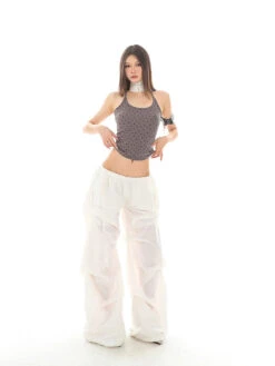 Wide Leg Lightweight Pleated Pants With Elastic Waist -Modern Wear Shop 32df57f2618047f40dd3b9f0148efe18