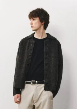 Fuzzy Button-Up Knit Cardigan With Soft Collar -Modern Wear Shop 335e70f54e1d8ea14fc8849eb8e86834