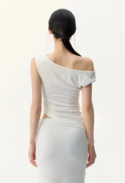 One Shoulder Asymmetric Ruched Top And Twist Wrap Maxi Skirt Two-Piece Set -Modern Wear Shop 3362f316f7a0c33c05cf276a1f9f5e35