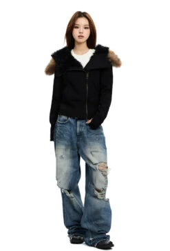 Fleece-Lined Hooded Jacket With Faux Fur Trim 26 Fleece-Lined Hooded Jacket With Faux Fur Trim -Modern Wear Shop 33f3316bfaea881157a615e536499dcc