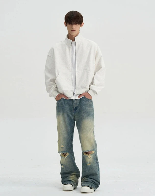 Mock Neck Drop Shoulder Zip Jacket 4 Mock Neck Drop Shoulder Zip Jacket - Image 4