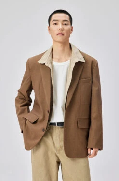 Single Breasted Blazer With Side Button Detail And Notch Lapel