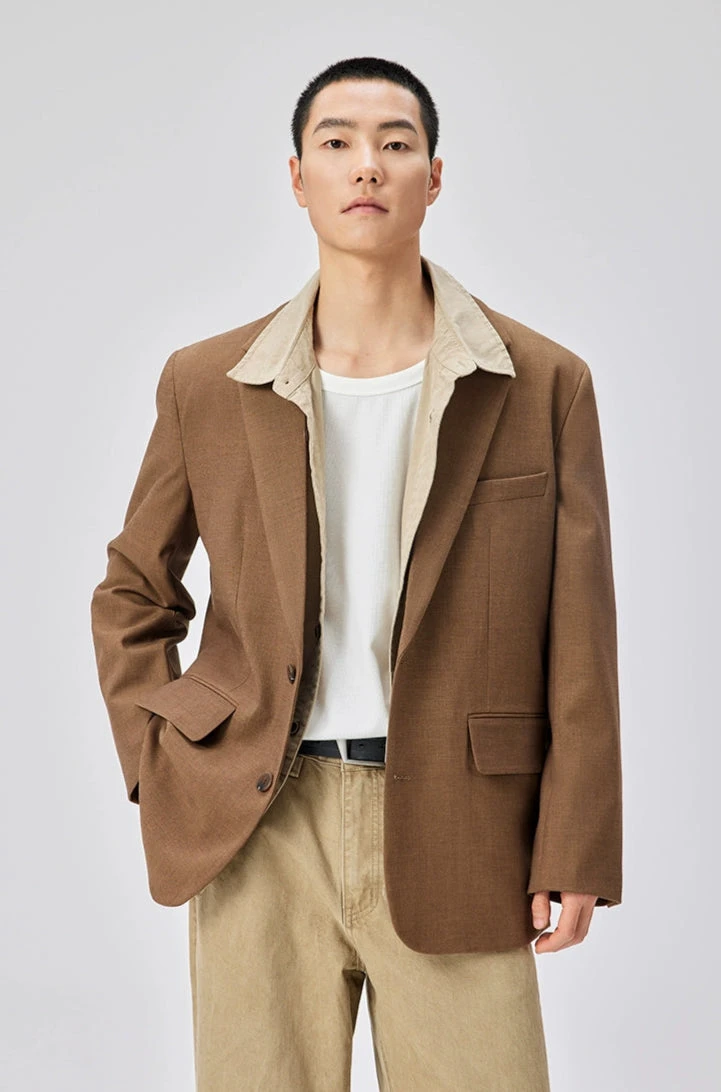 Single Breasted Blazer With Side Button Detail And Notch Lapel 1 Single Breasted Blazer With Side Button Detail And Notch Lapel