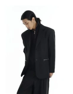 Structured Single Breasted Blazer With Zip Details -Modern Wear Shop 3449aa2e94b8ea425abf119647fb3d53