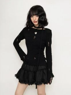 Layered Ruffle Mini Skirt With Lace Trim -Modern Wear Shop 34838a2e177f163005a680e92df8b815