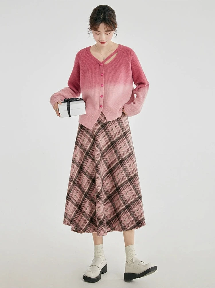 Cutout Neckline Asymmetric Ombre Cardigan 8 Cutout Neckline Asymmetric Ombre Cardigan - Image 8