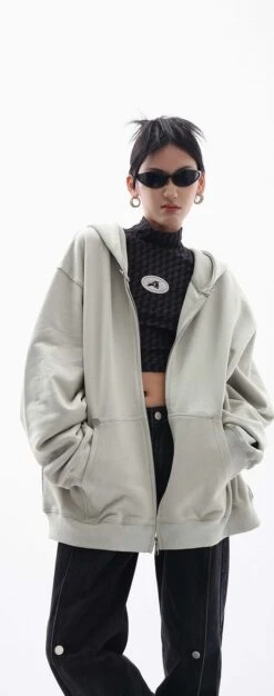 Oversized Studded Zip Hoodie -Modern Wear Shop 3529c82982a62ee6ca99b42a7b575196