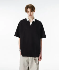 Contrast Collar Short Sleeve Polo Shirt -Modern Wear Shop 352e1589022ba242d8cab180ee71d993