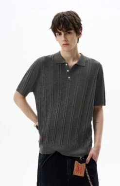 Ribbed Knit Short Sleeve Polo Shirt 20 Ribbed Knit Short Sleeve Polo Shirt -Modern Wear Shop 354ca99c884afa11b054b608a34edab9
