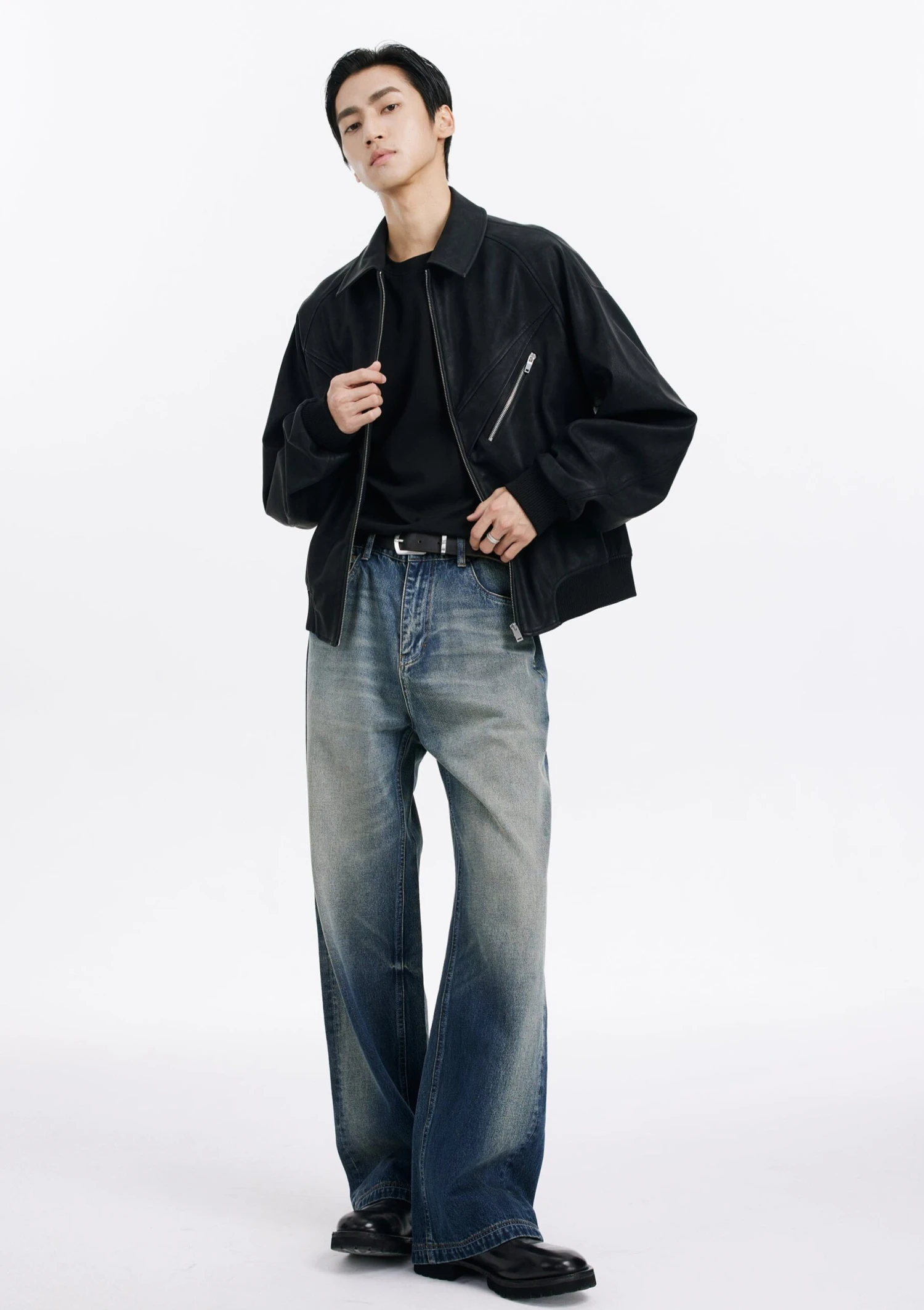 Faux Leather Bomber Jacket With Zip Pocket Details 10 Faux Leather Bomber Jacket With Zip Pocket Details - Image 10