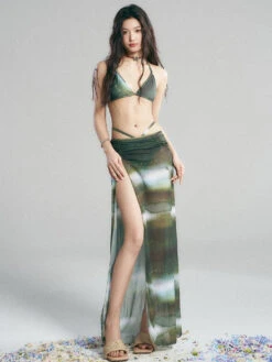 Metallic Halter Bikini Set With Matching Wrap Skirt -Modern Wear Shop 35c9f850ed5435e3461f818236506686