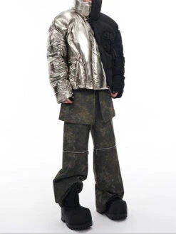 Two-Tone Metallic Puffer Jacket With Rosette Detail -Modern Wear Shop 35dd4d51a6947845541153da3a280270