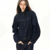 Oversized Contrast Stitch Denim Zip Jacket