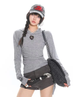 Cross Print Long Sleeve Slim Hoodie Top -Modern Wear Shop 3638d58284f8733593d1b53142754c16