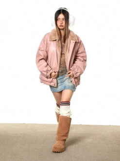 Fleece Lined Glossy Faux Leather Oversized Jacket -Modern Wear Shop 36581ce2f28fa07ce92ce661fb19b88f