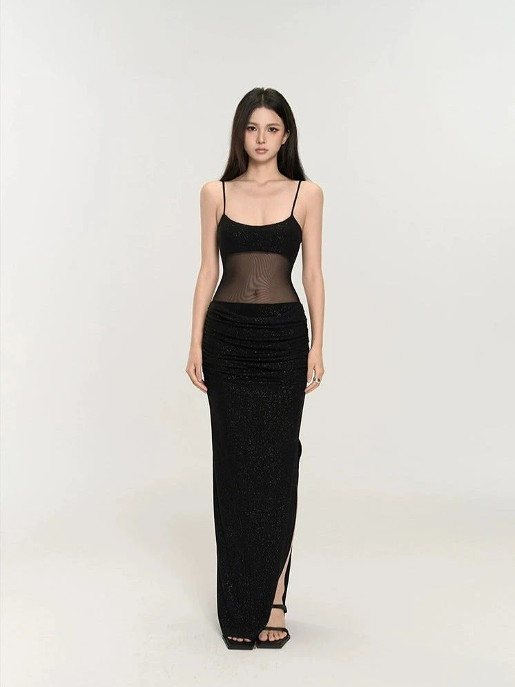 Sequin Mesh Bodice Sleeveless Maxi Dress 3 Sequin Mesh Bodice Sleeveless Maxi Dress - Image 3